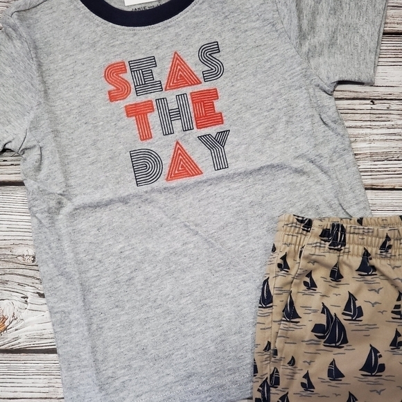 Janie and Jack Nautical Set Seas the Day Summer Set 100% Cotton NWT - Picture 3 of 8